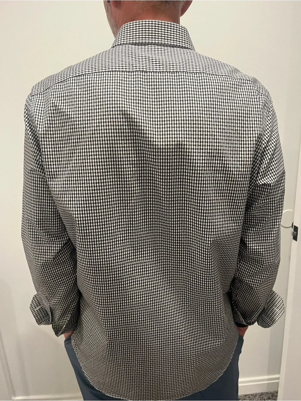 🖤 Banana Republic | L | Black & White Micro-Gingham Dress Shirt (No Iron)